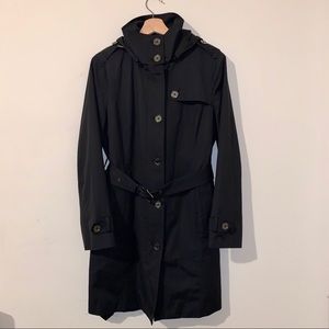 Michael Kors Black Hooded Raincoat
